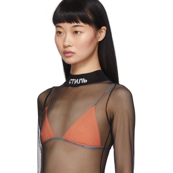 Heron Preston Black Mesh стиль Bodysuit XS - Picture 10 of 10